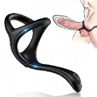 Cock Ring 3 in 1 Ultra Soft for Erection Enhancing with Taint Teaser Black
